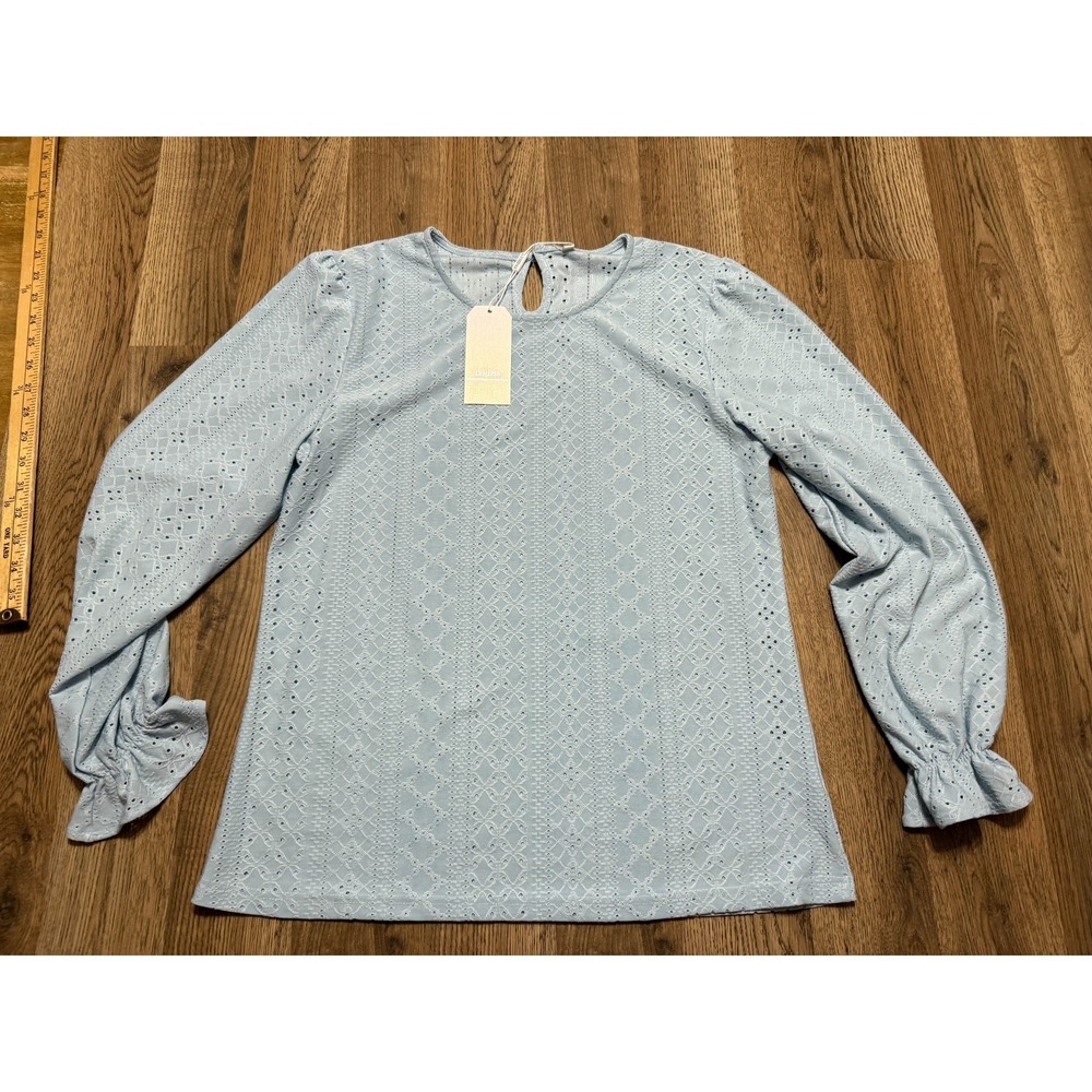 Lyhipss Blouse, Women's Size Medium, Blue, Long Sleeve Shirt NWT